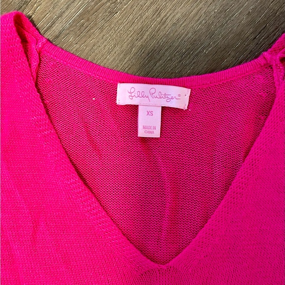 Lilly Pulitzer V Neck Pink Sweater - Picture 2 of 5
